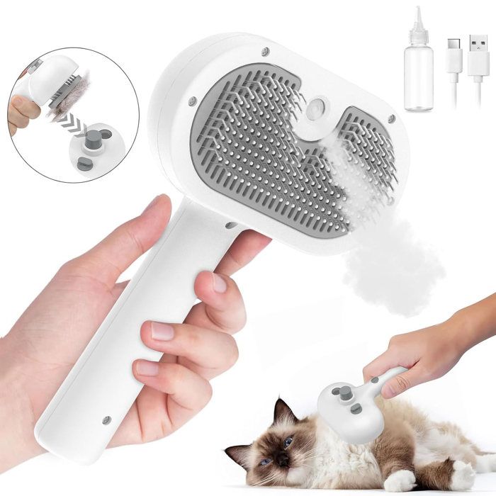 Comparer les prix de Brosse vapeur pour chat et chien, 3 En 1 Peigne De Massage En Spray Rechargeable, Avec Réservoir D'eau, pour Poils Long et Court