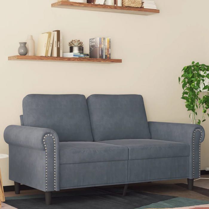 Canapé rétro salon/ Canapé à 2 places - gris foncé 120 cm - Velours CC19291602
