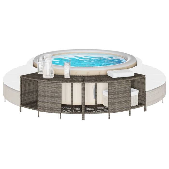 vidaXL Étagères de rangement pour spa 2 pcs gris résine tressée étagère daffichage étagère de rangement extérieure 365619