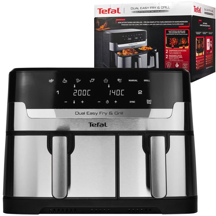 Friteuse sans huile - Tefal - EY905D10 - Double cuve 8 3L - Airfryer grill rapide économique - Tefal