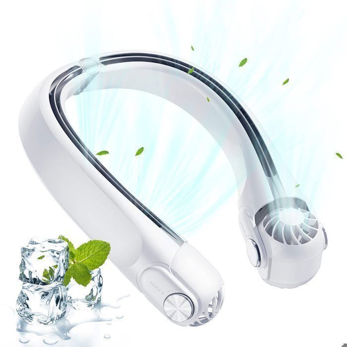 Ventilateur de cou portable mini ventilateur de cou silencieux sans pales flux dair à 360° rechargeable 2400mAh 3 vitesses - Alfoyu