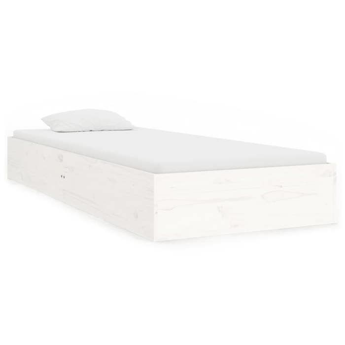 Cadre de lit 1 personne - blanc - Bois massif - 90x190 cm - Simple LL141871
