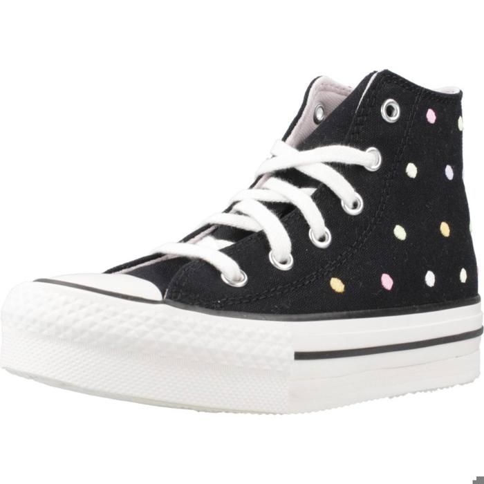 Converse Zapatillas Niña Modèle Chaussure Converse Modèle Chuck Taylor All Star Lift Embroidered Polka Dots Platform - Coleur Noir