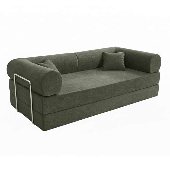 Canapé convertible 2 places en tissu coussins modulable 204 cm vert Wendy - Oviala