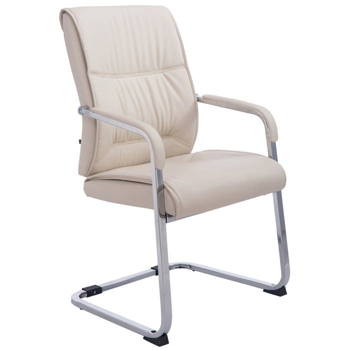 Fauteuil de bureau sans roulettes chaise visiteur sans roulettes jusqu a 260kg en PVC creme 10_0006953 Fauteuil de bureau sans roulettes chaise visiteur sans roulettes jusqu a 260kg en PVC creme 10_0006953