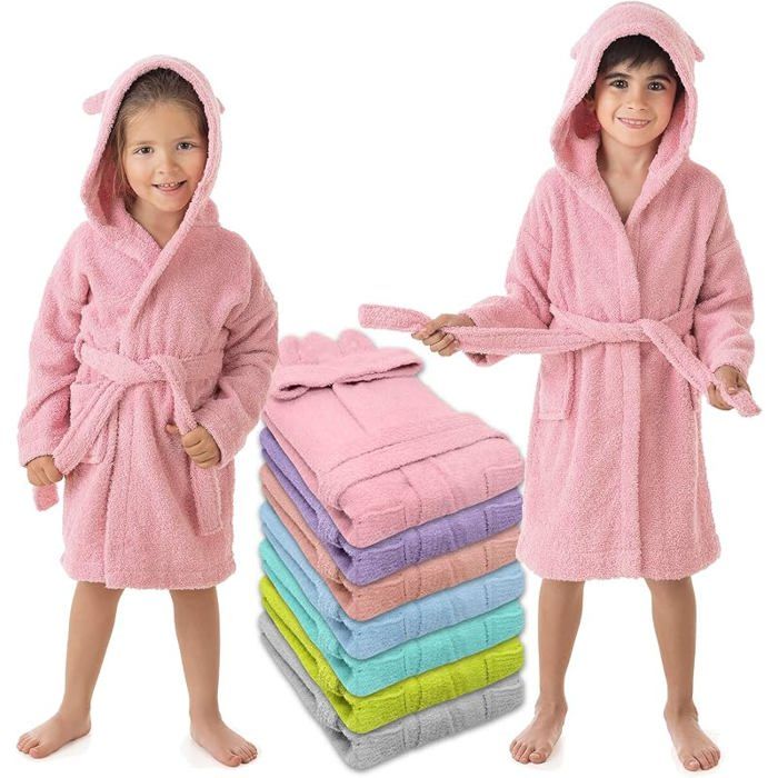 Peignoir De Bain Enfant HOMELEVEL Coton Avec Capuche - Taille 164 Cm - Bleu - Neuf Avec étiquettes
