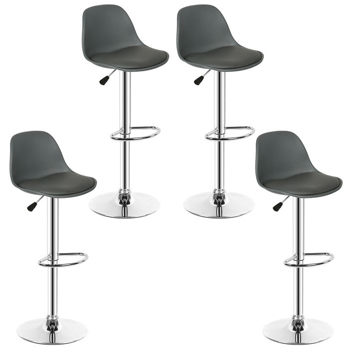 MIPAN.Lot de 4 Tabouret de Bar - Chaise de Bar Gris - Chaise de Cuisine Hauteur (83-103cm) - Tabouret de Bistrot