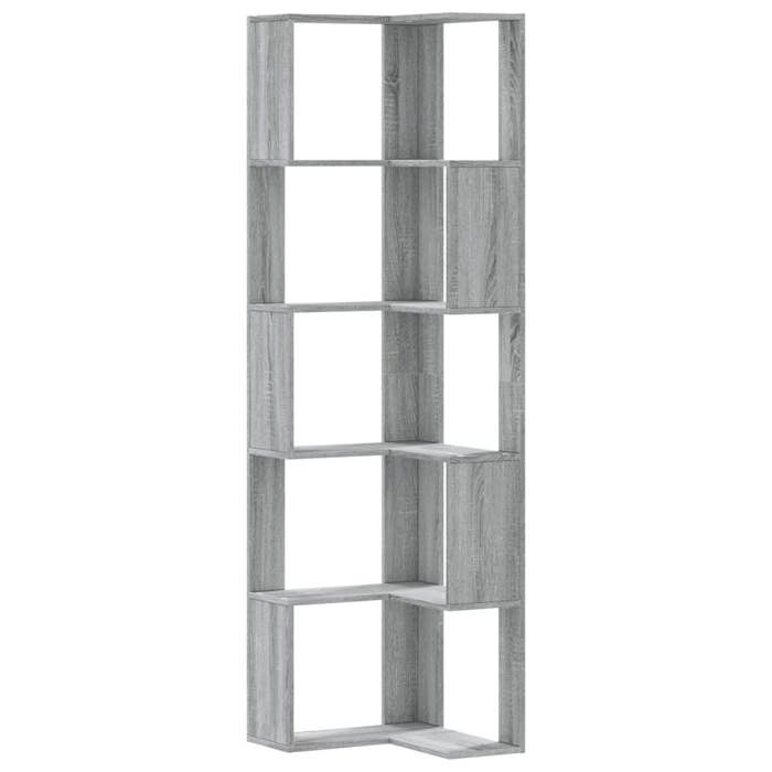 Bibliothèque dangle à 5 niveaux - vidaxl - Sonoma gris - 50x50x179 cm - Bois dingénierie - Gain de place
