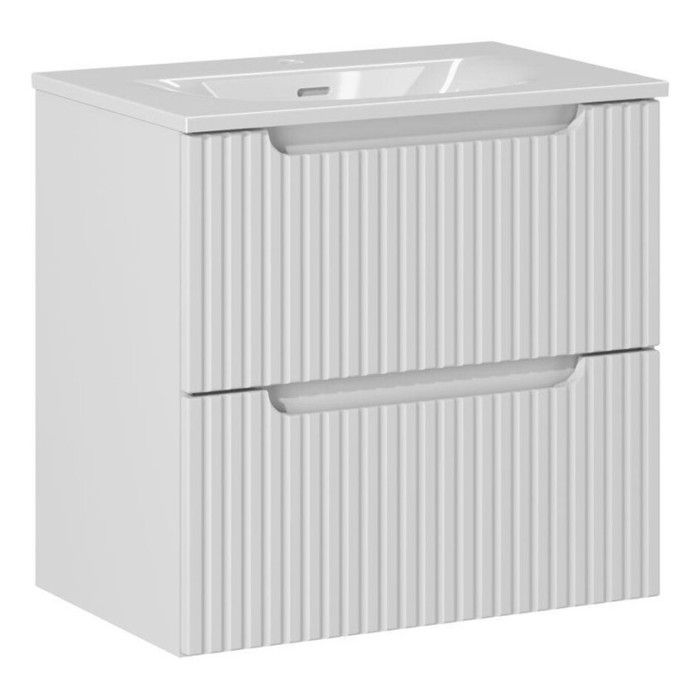 Ensemble salle de bain - DECONATION - Astral Blanc - 60 cm - 2 tiroirs - Vasque intégrée