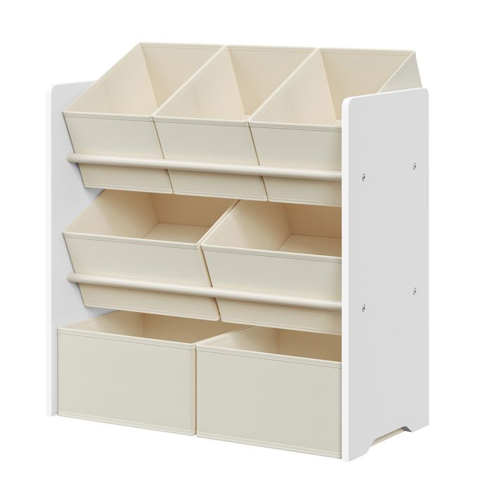 Étagère pour jouets bibliothèque 7 paniers en tissu spacieux 29 5 x 62 5 x 60 cm blanc