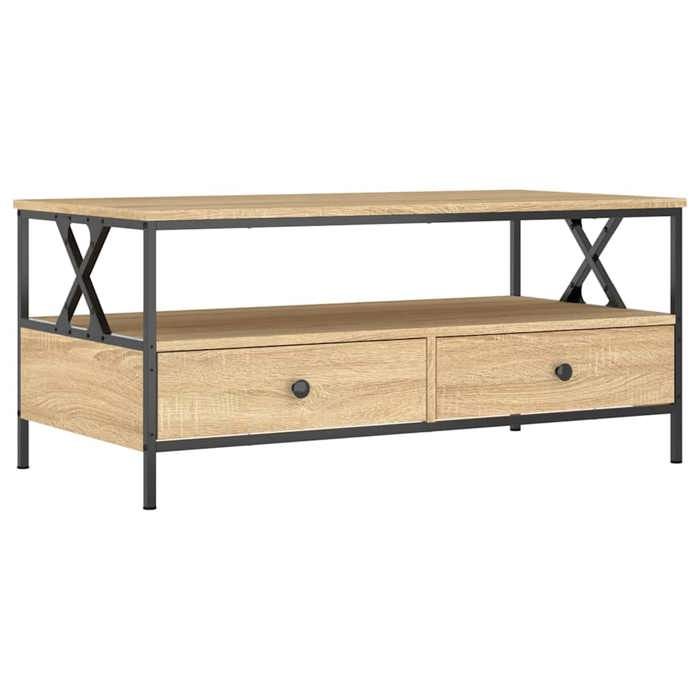 En solde Table à café élégante - UU - Table de Salon - chêne sonoma 100x51x45 cm bois dingénierie L10223