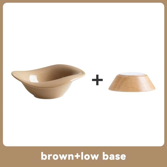 Bol surélevé pour animaux - Phoesky - Incliné - Support en bois - Bol en céramique - Base basse - Pour chat et chien