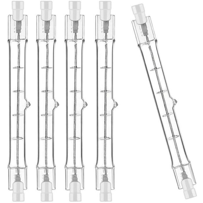5 ampoules halogènes R7S 118mm 300W 230V dimmables pour éclairage paysager salon ou travail. Tige halogène R7S