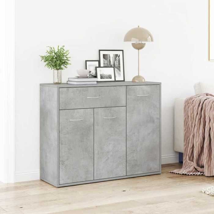 Armoire Vaisselier Durable - Gris - Buffet de cuisine - avec Rangement - Gris béton - 88x30x70cm - Bois dingénierie LH9970834