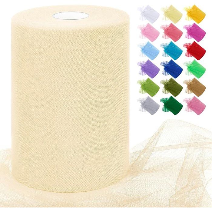 Rouleau de Tulle Ivoire 15cm x 91m Tulle Mariage Polyester Maille Tissu Ruban Mariage pour Tutu Jupe 15cm x 91m Ivoire