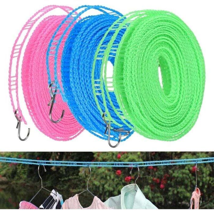 Corde à linge portable - DEKOPRO - 3 pièces - Coupe-vent - Antidérapante - Compacte et légère - Facile à transporter