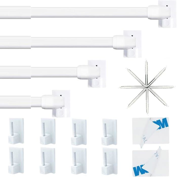 Tringle Rideau Extensible Barres de Vitrage Réglable Tringle Rideau S percage Fenetre pour Maison et de Crochets Rideau 62-105CM