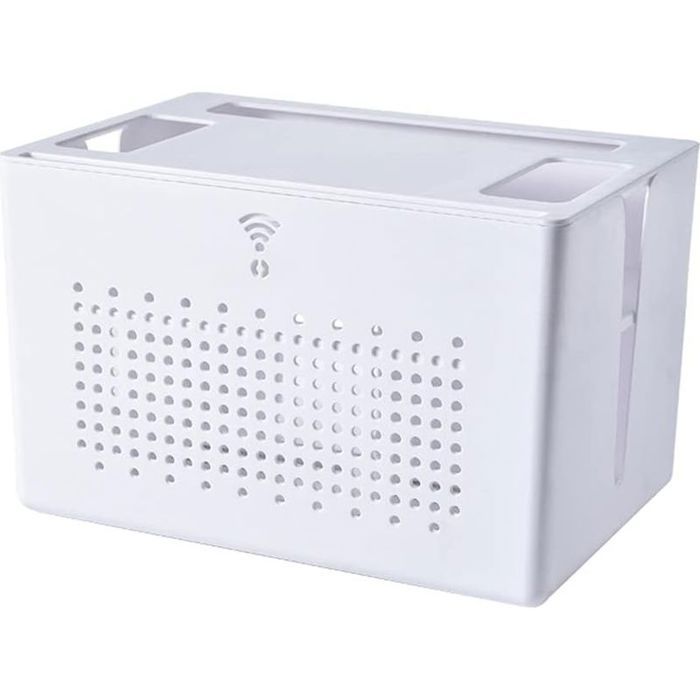 Boîte de rangement double couche pour routeur sans fil organiseur de câbles pour prise de bureau.