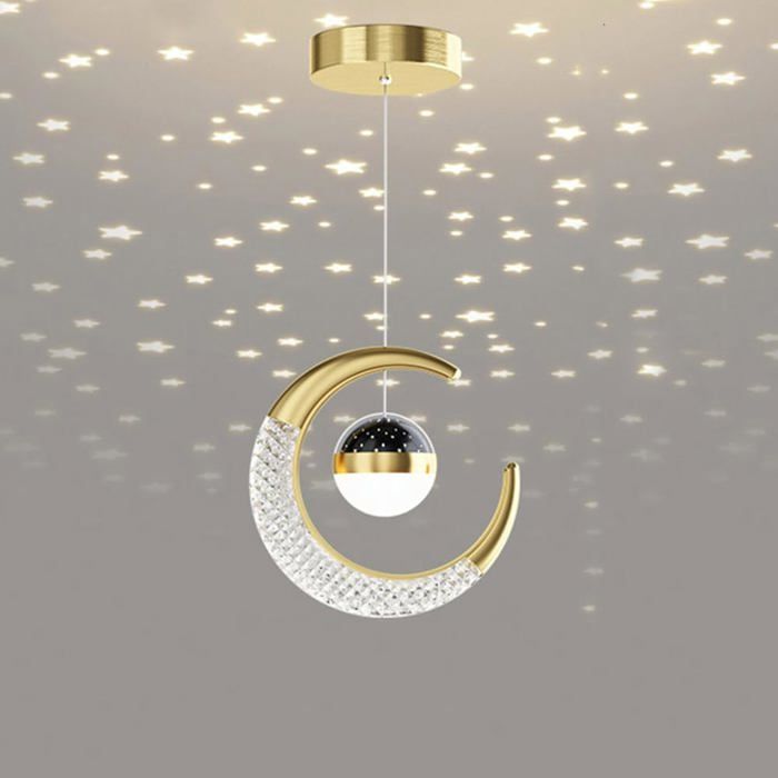 LED Plafonnier Plafonnier Lampe de Fée Lune et étoiles Lustre de Chambre à Coucher LED Suspension Luminaire