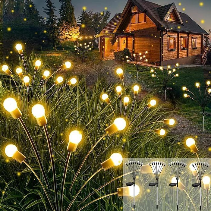 lumiere solaire exterieur 4 Pcs 8LED lampe jardin solaire IP65 étanches pour jardin terrasse cours balcon décoratif (blanc chaud