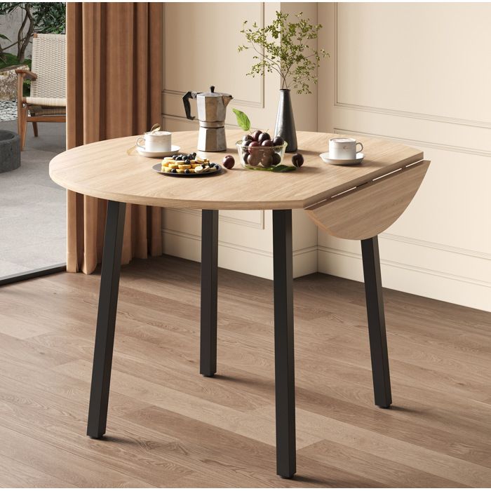 JOINERY Table de salle à manger pliante - 2 abattants peu encombrante - table ronde extensible - Ø 100 x 75 cm