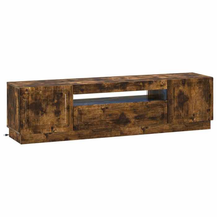 Nouveau Meuble TV LED Chêne fumé Bois dingénierie poids:28.2 kg_17168