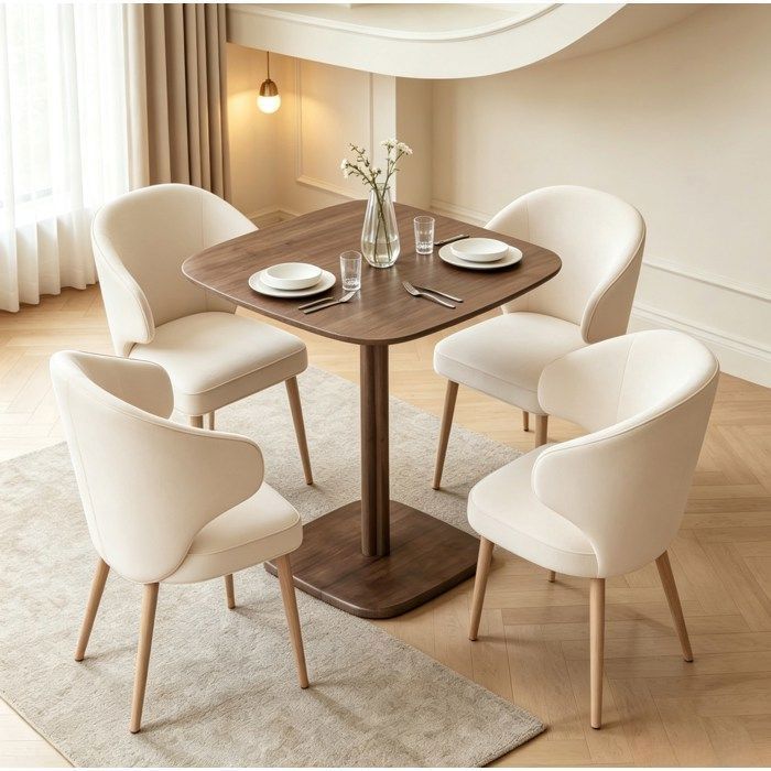 MEULVA Table de salle à manger carrée 70 x 70 cm pour 4 personnes bois d’hévéa marron