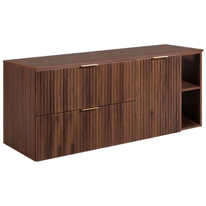 Meuble de salle de bain - 3XE LIVING - Noyer - Suspendu - 140 x 58 6 x 46 cm - Plan pour vasque à poser