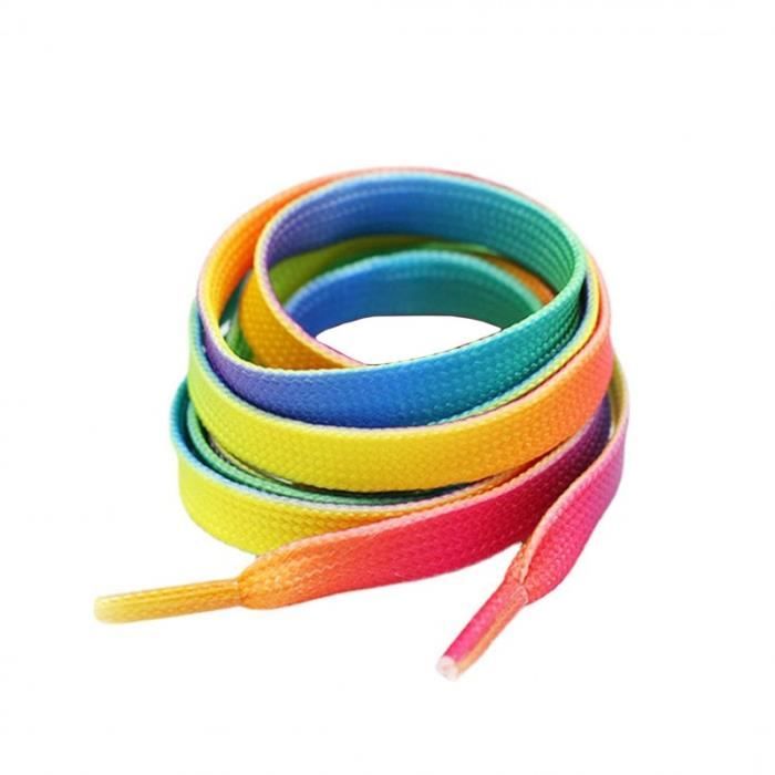 Lot de 3 paires de lacets plats de couleur arc en ciel plats