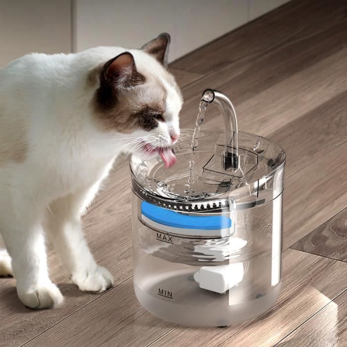 Fontaine à Eau pour Chat Chien 1.5L Automatique Filtre, Silencieuse Distributeur Eau pour Animaux de Compagnie Arrêt Auto Sans Eau