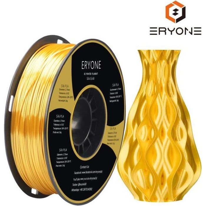 ERYONE Silk PLA ,Filament PLA 1.75 mm,Silk Gold PLA , Couleur Or de soie  pour imprimante 3D et stylo 3D, 1 kg 1 bobine(Silk Gold ) - Cdiscount  Informatique