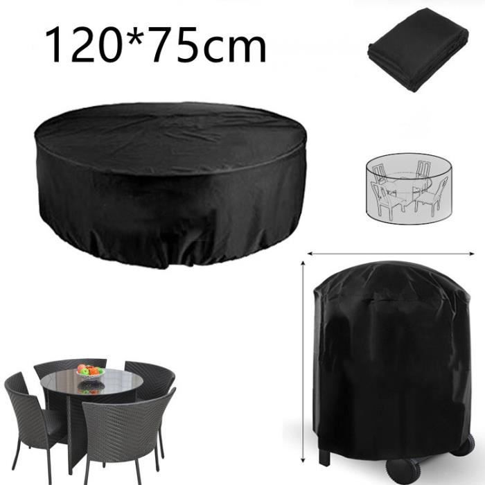 Gris PATIO PLUS Housse ronde pour table de jardin Anti-UV 600D Oxford 210 x 82 cm BLCFC210-GY Imperméable