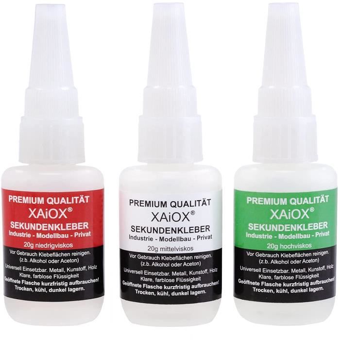 Lot de 3 flacons de colle instantanée liquide épais Gel extra fort pour plastique et autres