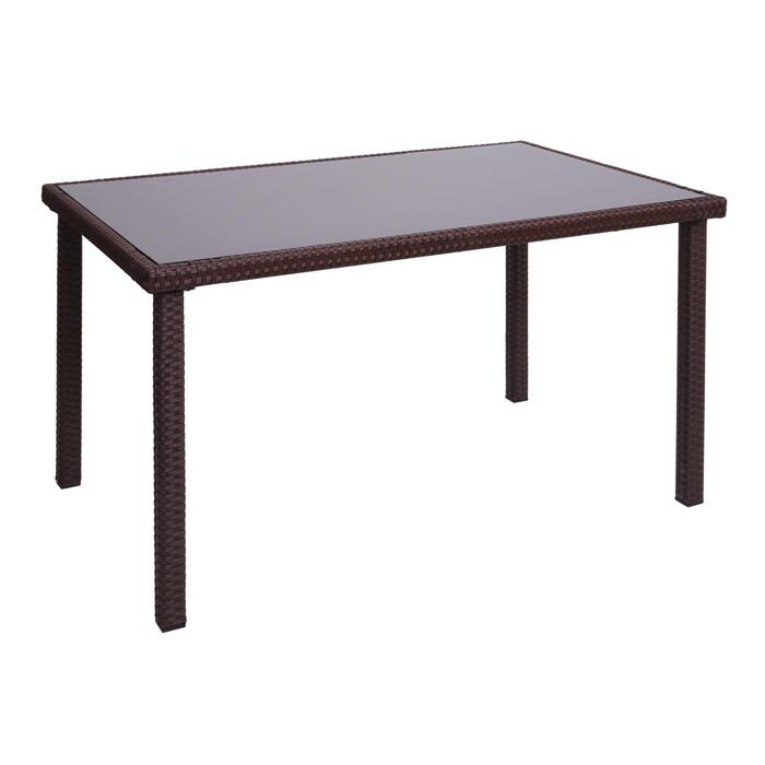 Table de jardin balcon 120x75cm en polyrotin marron 04_0005069