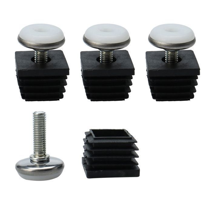 Patins pour meubles VOCOSTE 30mmx 30mm tampon carré Patin + Pied nivellement réglable M8 x 25mm x 28mm pour Table Chaise 4 Kits