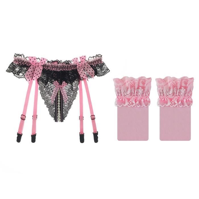 Ensemble 3 Pièces De Lingerie érotique Pour Femmes Noir A6 Noir