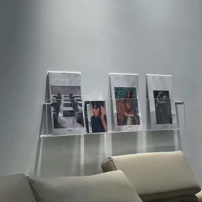 Lot De 3 Porte-revues Muraux Dewonme | Acrylique Transparent | 48x14,5 Cm | Installation Perçage