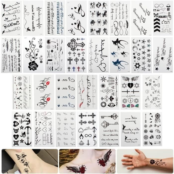JUNEBRUSHS Lot De 20 Feuilles De Tatouages Temporaires Phosphorescents