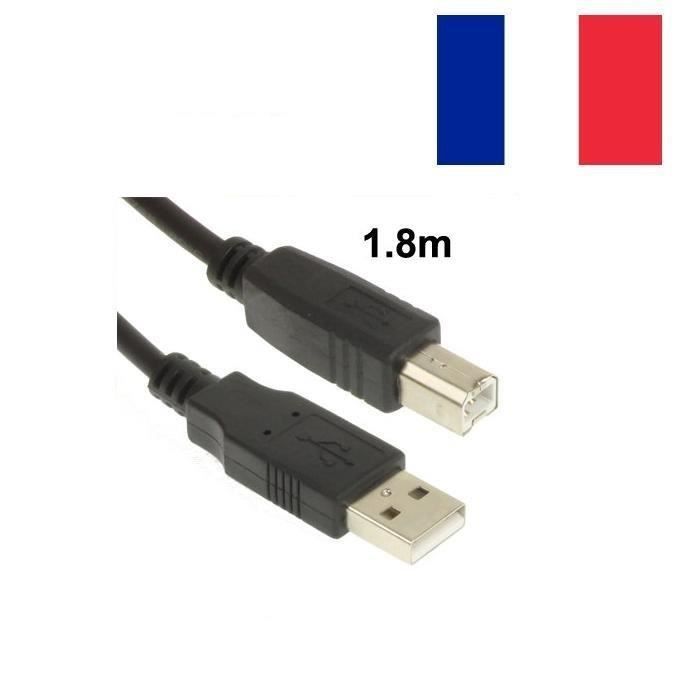 Alex Cables® Câble imprimante USB 2.0 A mâle/B mâle 1.8m