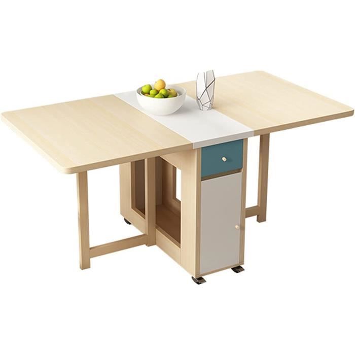 Table de salle à manger pliante mobile, îlot de cuisine à roulettes avec  tiroirs et armoire pour cuisine, table de salle à manger extensible,  simple