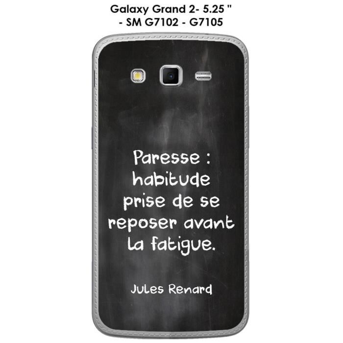 Coque Samsung Galaxy Grand 2 5 25 Sm G7102 G7105 Citation Paresse Ecrite A La Craie Achat Coque Bumper Pas Cher Avis Et Meilleur Prix Cdiscount