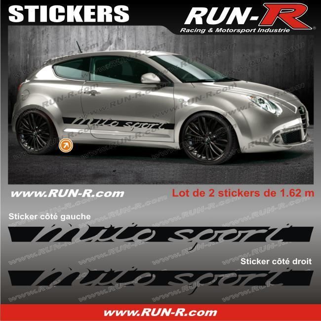 2 Stickers Alfa Romeo Mito Sport 162 Cm Noir Achat Vente Stickers Cdiscount
