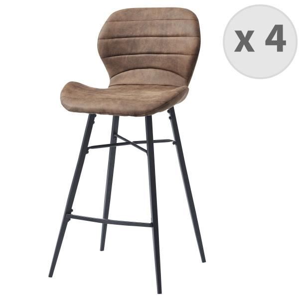chaise de bar industrielle vintage marron /métal noir (x4) marron vintage