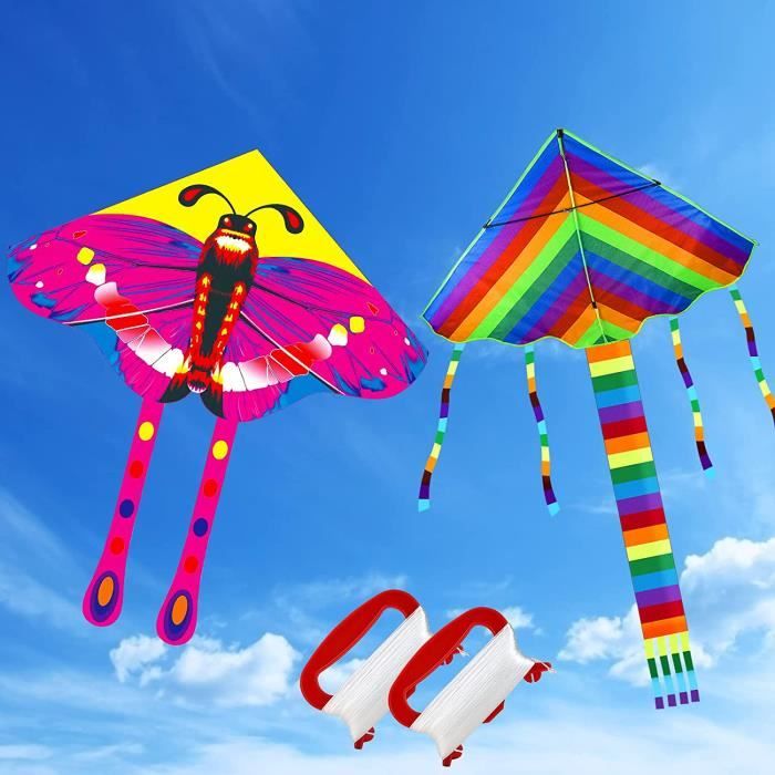 Meitianfacai Cerfs-Volants pour Enfants Cerfs-Volants pour la Plage Énorme Cerf-Volant pour Enfants Cerf-Volant Coloré Cerf-Volant de Plage avec Longue Queue Cerfs-Volants pour Enfants Adultes