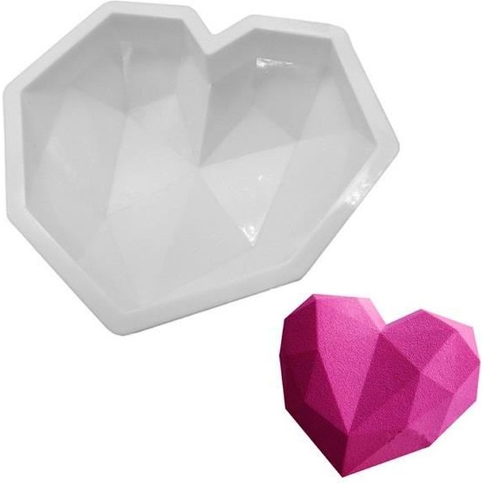 Moule Silicone Gateau Forme Coeur Diamant Facette Patisserie 3d Anti Adherent Silicone Pro St Valentin Love Amour 22 18 5 Cm Cdiscount Maison