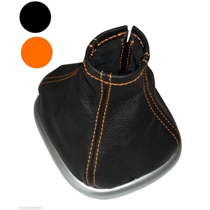 Soufflet De Levier De Vitesse En Simili Cuir Noir Coutures Bleues - Pour Boîte Manuelle, Remplacement