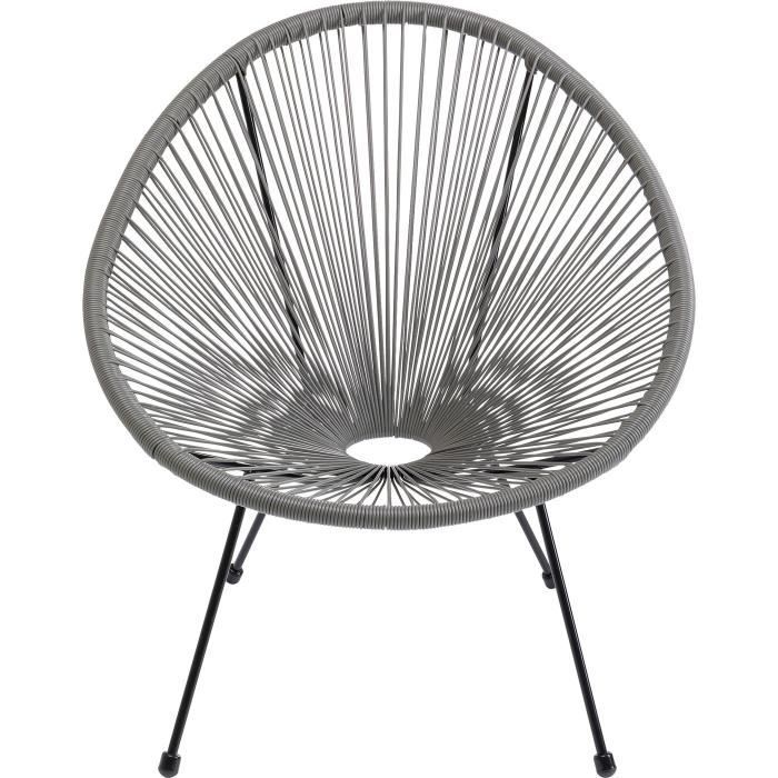 fauteuil de jardin - kare - acapulco - gris - métal - empilable