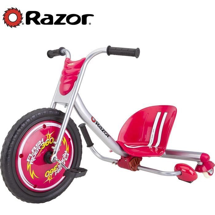 Tricycle Enfant Razor 360 - Rouge - Doubles roulettes inclinées - Barre d'étincelles