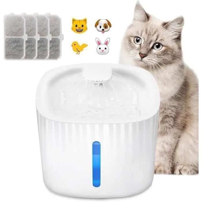 Comparer les prix de Fontaine à Eau pour Chat, Silencieuse Fontaine pour Chat Chien, Distributeur Eau Pet avec Veilleuse à LED et 4 Filtres,3L Blanc