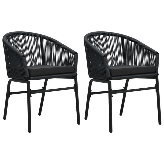 Parfait -Lot de 2 Fauteuils de Jardin Chaises de jardin Chaises dextérieur Chaises de Terasse Noir Rotin PVC6532